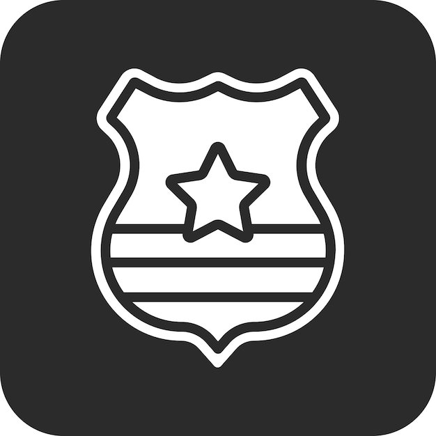 Ilustración del icono vectorial de la insignia de la policía del conjunto de iconos de Crimen y Ley