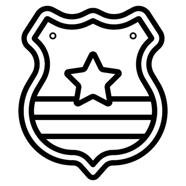 Ilustración del icono vectorial de la insignia de la policía del conjunto de iconos de Crimen y Ley