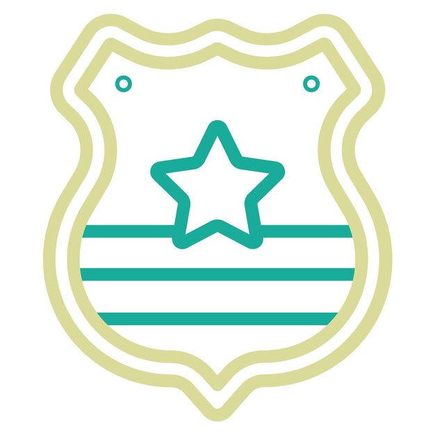 Ilustración del icono vectorial de la insignia de la policía del conjunto de iconos de Crimen y Ley