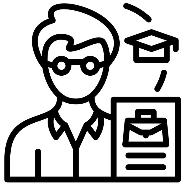 Ilustración del icono vectorial del instructor masculino del conjunto de iconos de capacitación empresarial