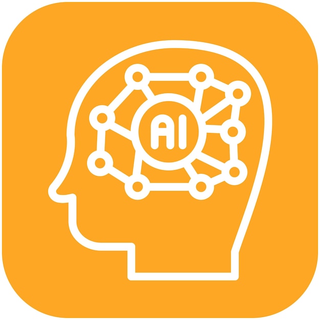 Ilustración del icono vectorial de inteligencia artificial del conjunto de iconos de robótica