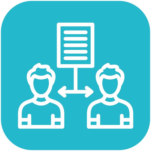 Ilustración del icono vectorial de intercambio de información del conjunto de iconos de planificación de vacaciones