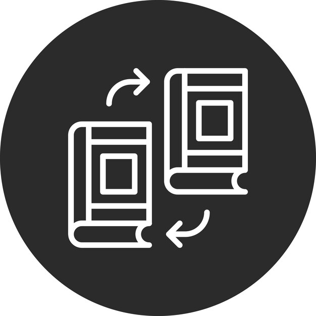 Ilustración del icono vectorial de intercambio de libros del conjunto de iconos de la biblioteca