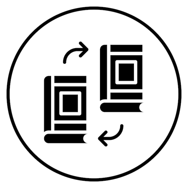 Ilustración del icono vectorial de intercambio de libros del conjunto de iconos de la biblioteca