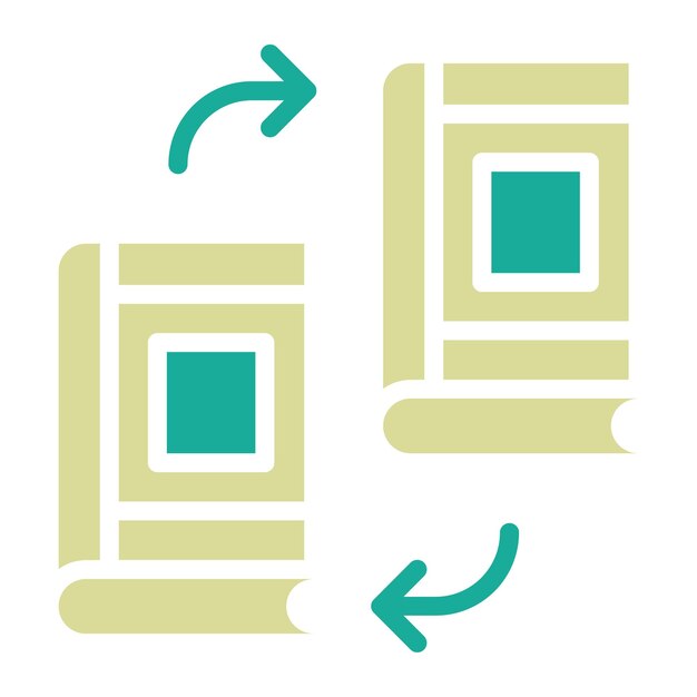 Ilustración del icono vectorial de intercambio de libros del conjunto de iconos de la biblioteca