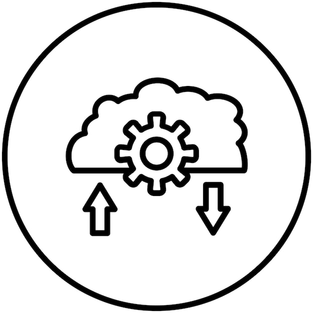 Ilustración del icono vectorial de la interfaz de nube del conjunto de iconos de Cloud Computing