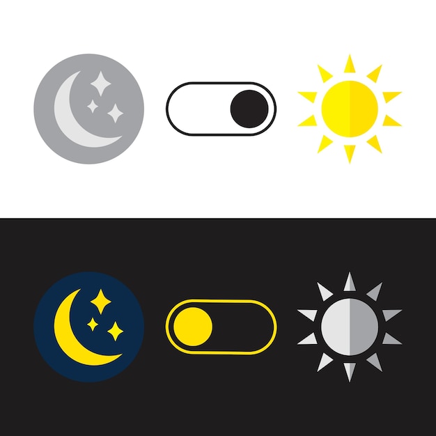 Ilustración del icono vectorial del interruptor Modo diurno Modo nocturno en un fondo aislado Concepto de señal de apagado