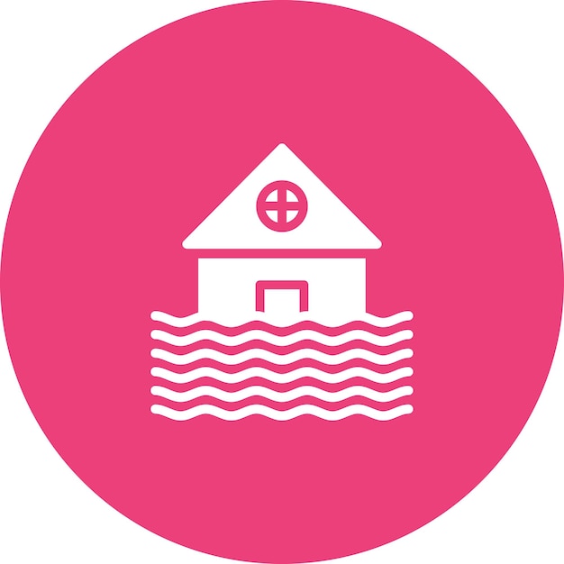 Ilustración del icono vectorial de inundación del conjunto de iconos de desastres naturales