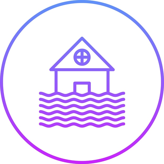 Ilustración del icono vectorial de inundación del conjunto de iconos de desastres naturales