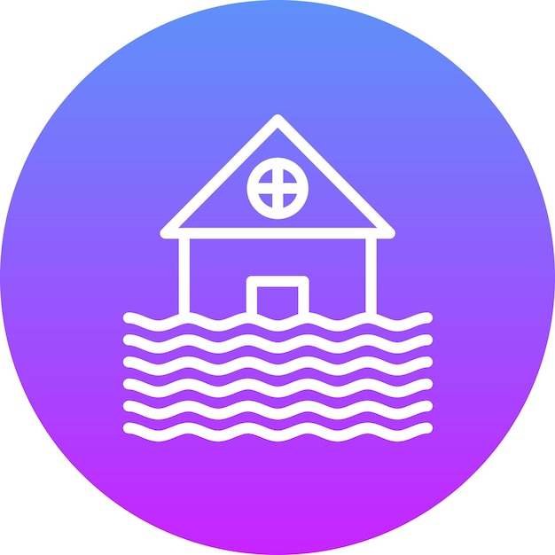 Ilustración del icono vectorial de inundación del conjunto de iconos de desastres naturales