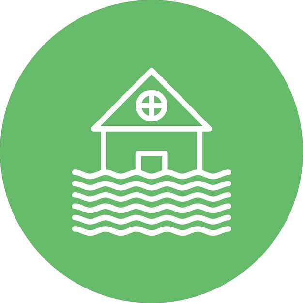 Ilustración del icono vectorial de inundación del conjunto de iconos de desastres naturales