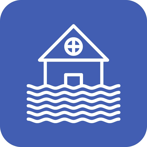 Ilustración del icono vectorial de inundación del conjunto de iconos de desastres naturales