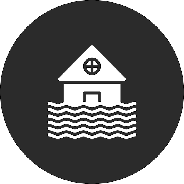 Ilustración del icono vectorial de inundación del conjunto de iconos de desastres naturales