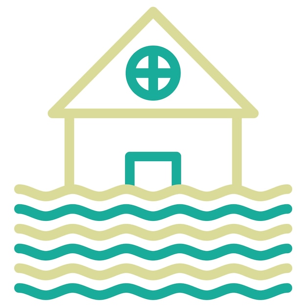 Ilustración del icono vectorial de inundación del conjunto de iconos de desastres naturales
