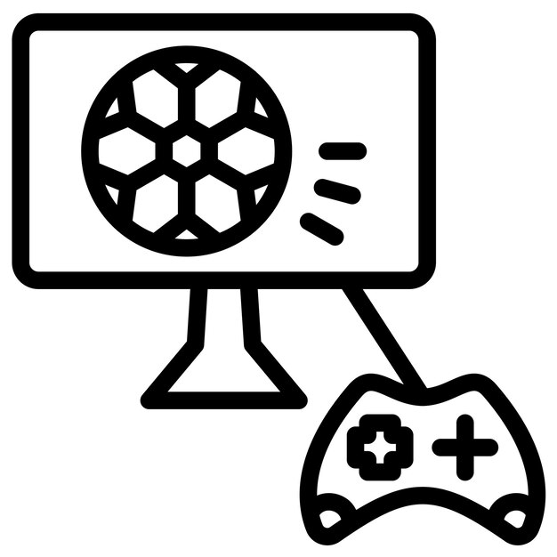 Ilustración del icono vectorial del juego de fútbol del conjunto de iconos del juego en línea