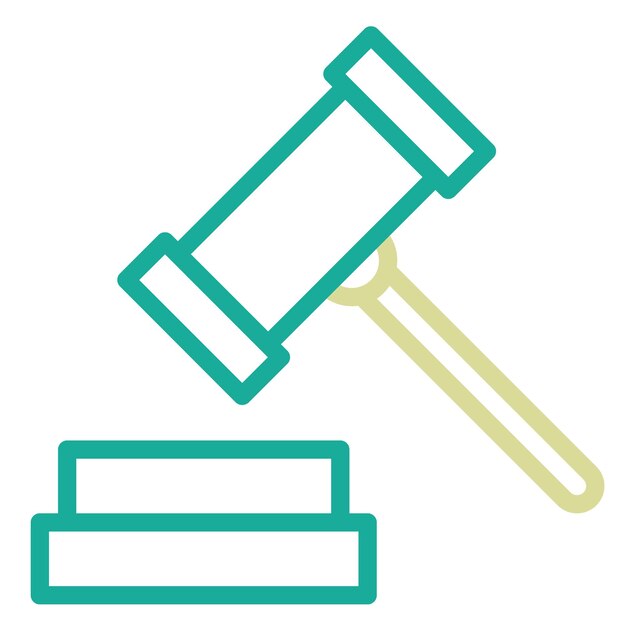 Ilustración del ícono vectorial del juez Hammer del conjunto de íconos de Crime and Law