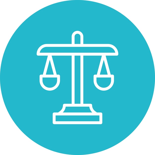Ilustración del icono vectorial de juicio del conjunto de iconos de Crimen y Ley