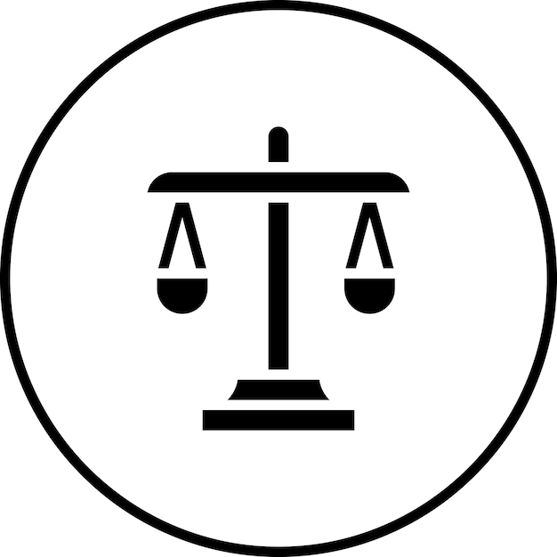 Ilustración del icono vectorial de juicio del conjunto de iconos de Crimen y Ley