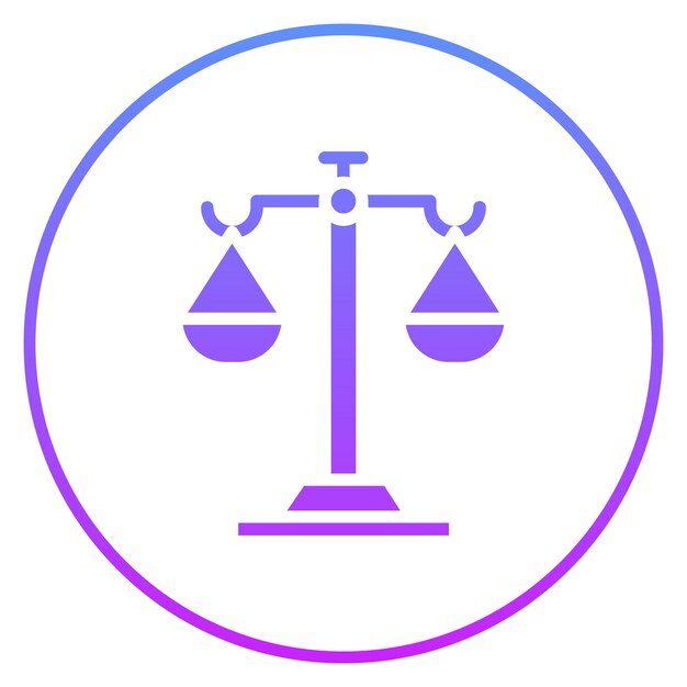 Ilustración del icono vectorial de justicia del conjunto de iconos de banca y finanzas