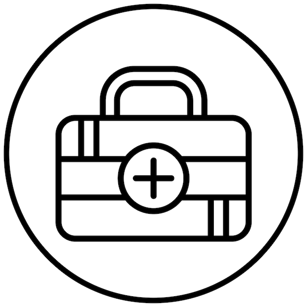 Ilustración del icono vectorial del kit de primeros auxilios del conjunto de iconos de la farmacia