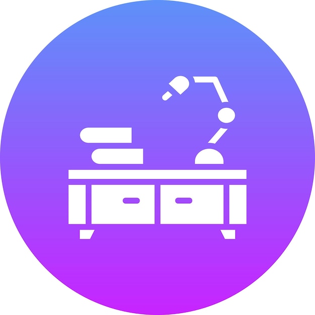 Ilustración del icono vectorial de la lámpara de escritorio del conjunto de iconos de papelería de oficina