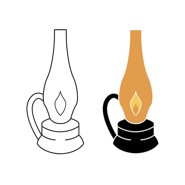 Ilustración de un icono vectorial de una lámpara de linterna sobre un fondo blanco