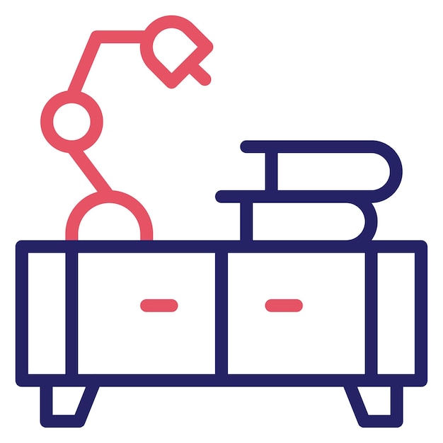 Ilustración del icono vectorial de la lámpara de la tabla del conjunto de iconos de la biblioteca