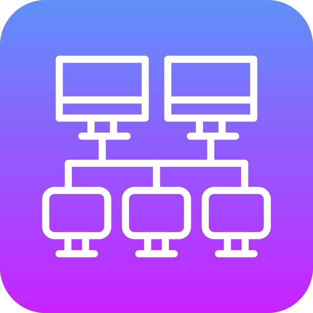 Ilustración del icono vectorial de LAN del conjunto de iconos de computadora y hardware
