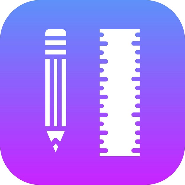 Ilustración del icono vectorial del lápiz y la regla del conjunto de iconos de herramientas