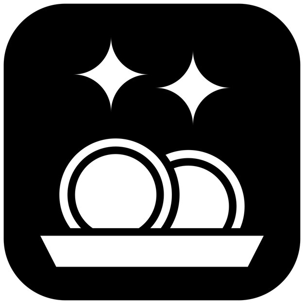 Ilustración del icono vectorial de lavado de platos del conjunto de iconos de limpieza y limpieza