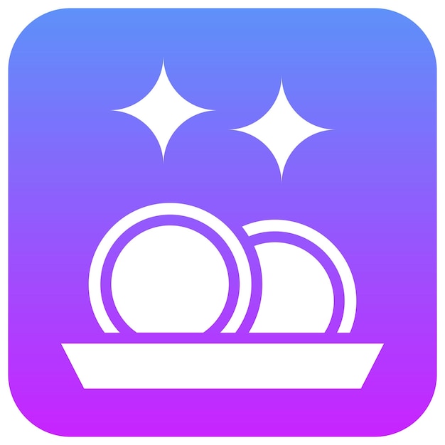 Ilustración del icono vectorial de lavado de platos del conjunto de iconos de limpieza y limpieza