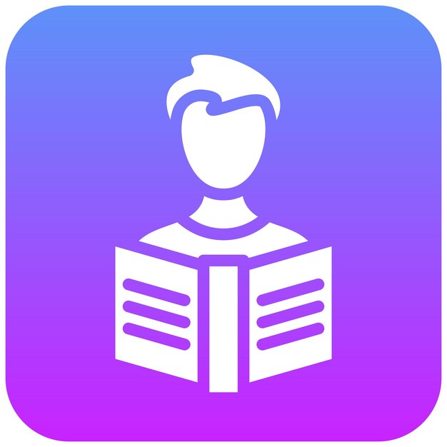 Ilustración del icono vectorial del lector masculino del conjunto de iconos de literatura