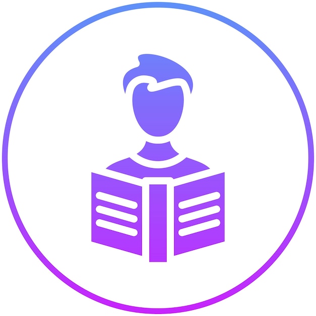 Ilustración del icono vectorial del lector masculino del conjunto de iconos de literatura