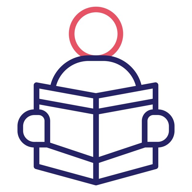 Ilustración del icono vectorial de lectura del conjunto de iconos de la biblioteca