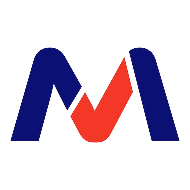 Ilustración del icono vectorial de la letra inicial del logotipo MV