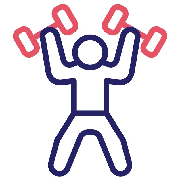Ilustración del icono vectorial del levantador de pesas del conjunto de iconos del gimnasio