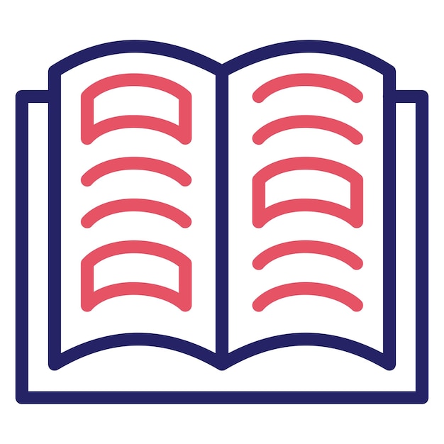 Ilustración del icono vectorial del libro abierto del iconset de la biblioteca