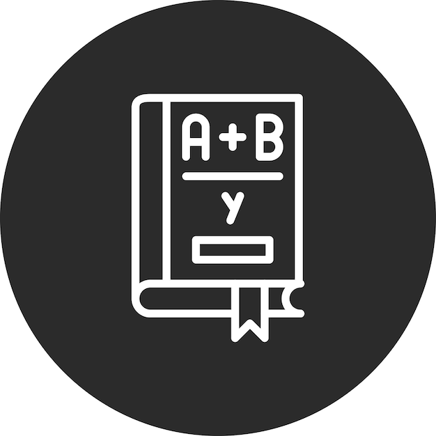 Ilustración del icono vectorial del libro de álgebra del conjunto de iconos de la biblioteca