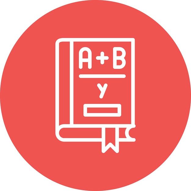 Ilustración del icono vectorial del libro de álgebra del conjunto de iconos de la biblioteca
