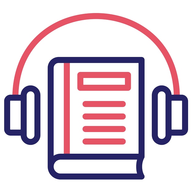 Ilustración de icono vectorial de libro de audio del conjunto de iconos de aprendizaje