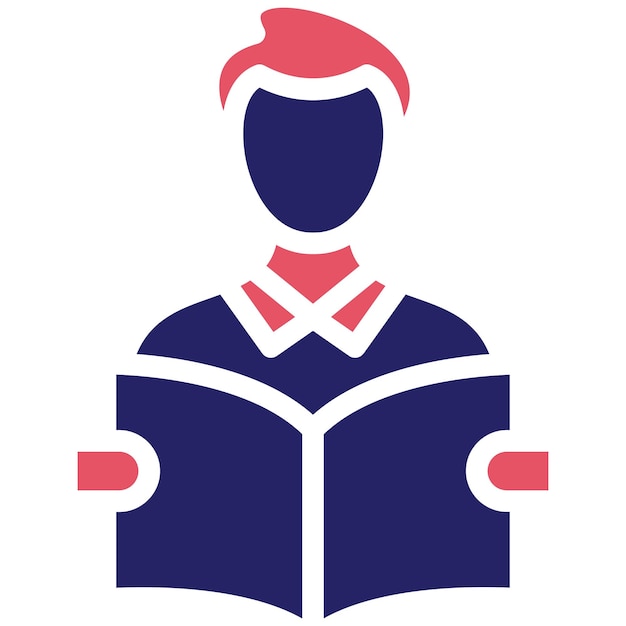 Ilustración del icono vectorial del libro de lectura del estudiante del conjunto de iconos de aprendizaje