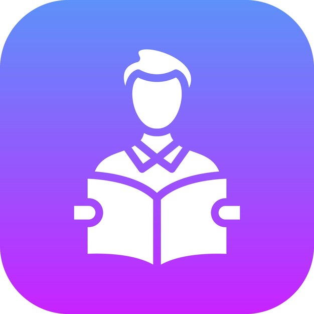 Ilustración del icono vectorial del libro de lectura del estudiante del conjunto de iconos de aprendizaje