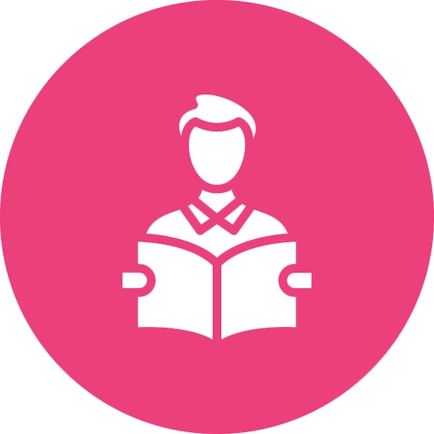 Ilustración del icono vectorial del libro de lectura del estudiante del conjunto de iconos de aprendizaje