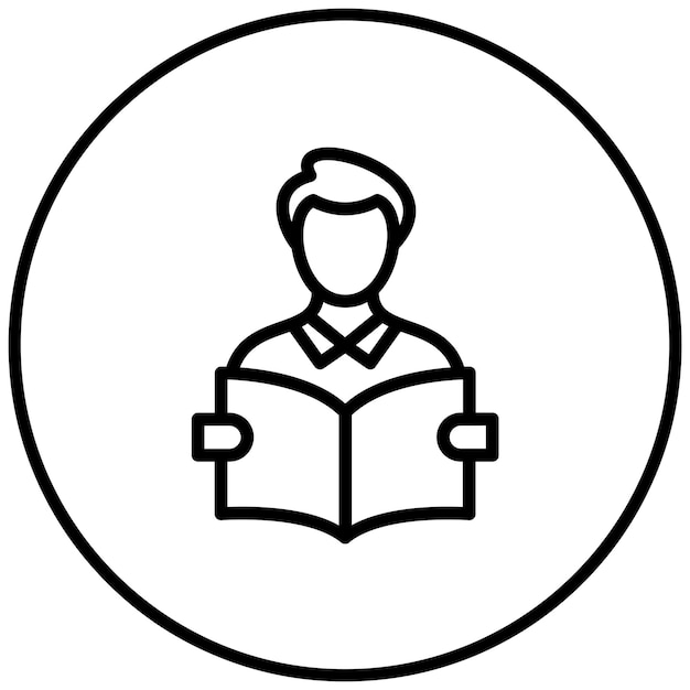 Ilustración del icono vectorial del libro de lectura del estudiante del conjunto de iconos de aprendizaje