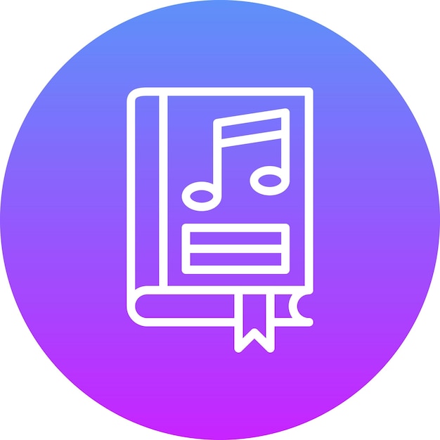 Ilustración del icono vectorial del libro de música del conjunto de iconos de la biblioteca