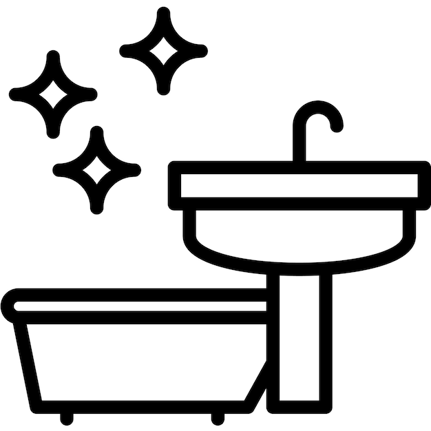 Ilustración del icono vectorial de limpieza del baño del conjunto de íconos de limpia y limpieza