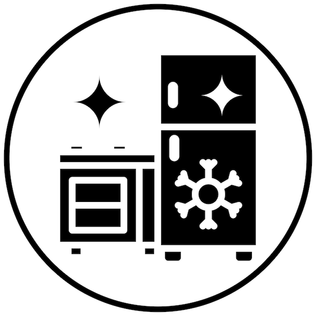Ilustración del icono vectorial de limpieza de la cocina del conjunto de íconos de limpia y limpieza
