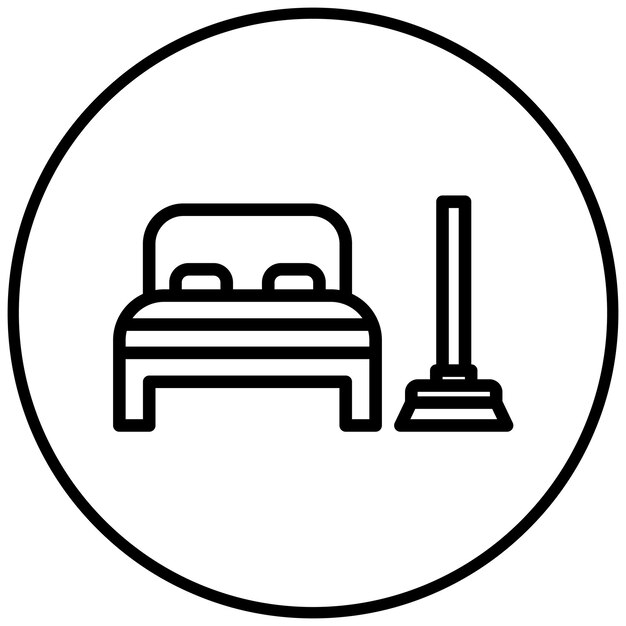 Ilustración del icono vectorial de limpieza del dormitorio del conjunto de íconos de limpia y limpieza