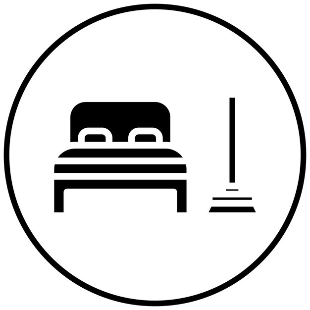 Ilustración del icono vectorial de limpieza del dormitorio del conjunto de íconos de limpia y limpieza