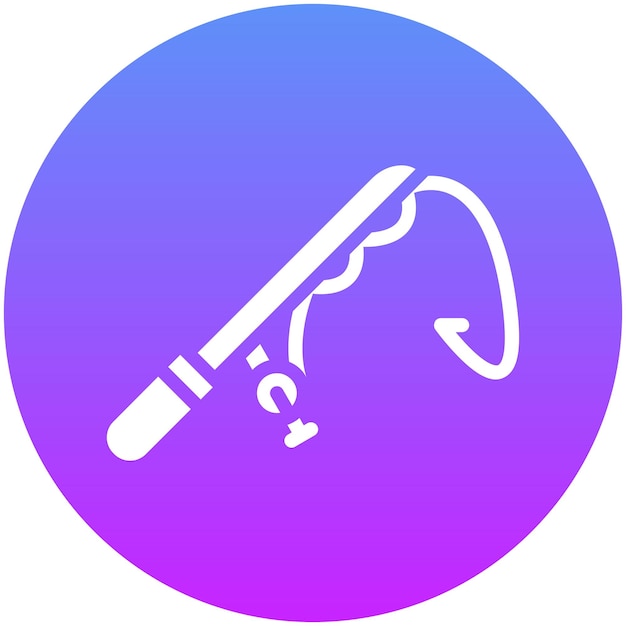 Ilustración del icono vectorial de la línea de lanzamiento del icono de pesca